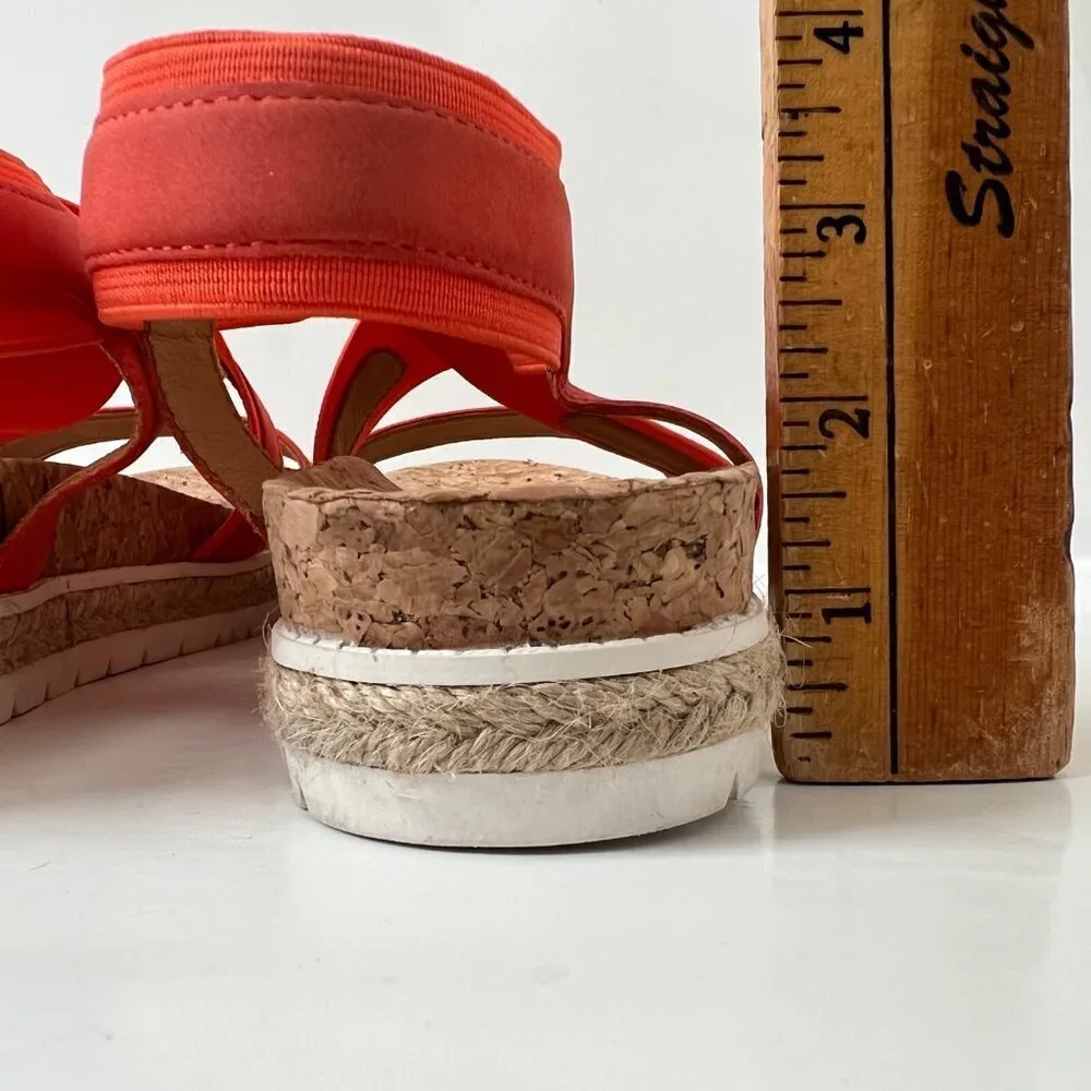 Adrienne Vittadini Size 9M Women Orange Wedge Slip on AV-Pritin Cork Sandals